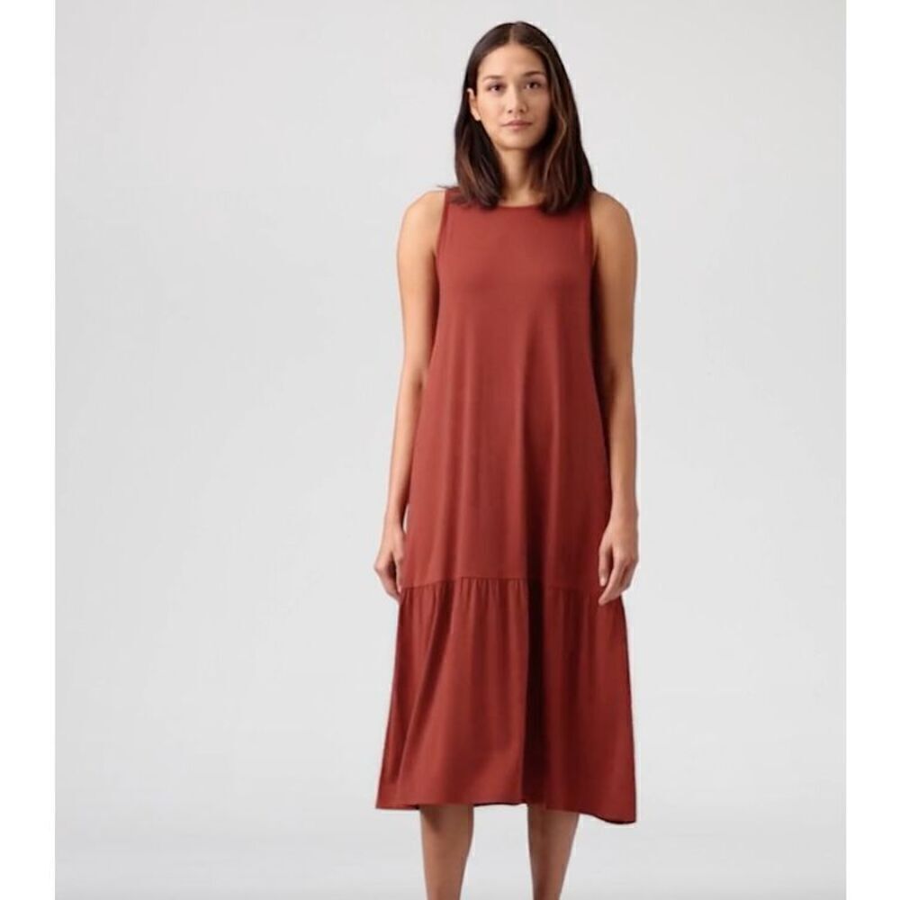 New Eileen Fisher Fine Jersey Tiered Dress Picante Size 3X